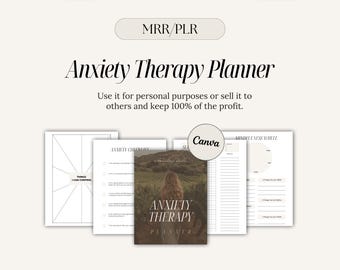 Anxiety Therapy Planner w/ Master Resell Rights, Digital Journal, Sell As Your Own, PLR Digital Products, Digital Marketing, Canva Template