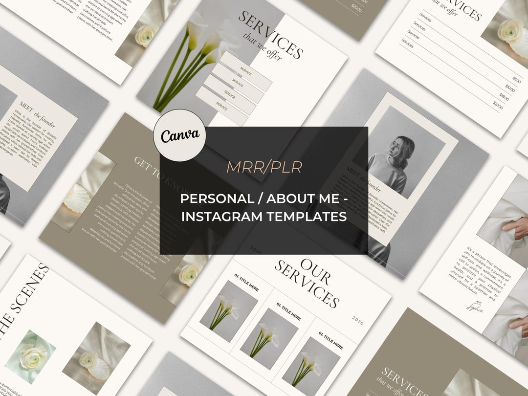 About Me Instagram Templates: Canva Social Media Kit (MRR PLR) - Etsy