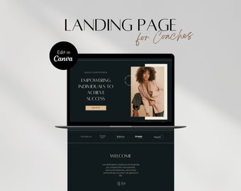 Dark Theme Canva Website Template: Coach Landing Page (Digital Download)