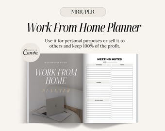 Work From Home Planner: Canva Template with MRR/PLR Rights (Digital Planner)