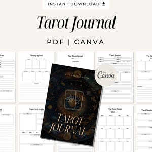 Tarot Journal, Daily Tarot Planner, Tarot Spreads, Witch, Astrology, Grimoire, Sell as Your Own, PDF Printable, Digital, MRR Canva Planner