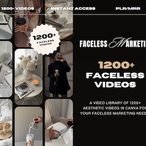 1200 Faceless Aesthetic Videos for Instagram Reels, Minimalist Faceless Digital Marketing Videos With Master Resell Rights, MRR/PLR, Canva image 1