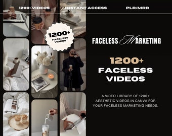 Über 1200 gesichtslose ästhetische Videos für Instagram-Reels, minimalistische gesichtslose digitale Marketingvideos mit Master-Resell-Rechten, MRR/PLR, Canva