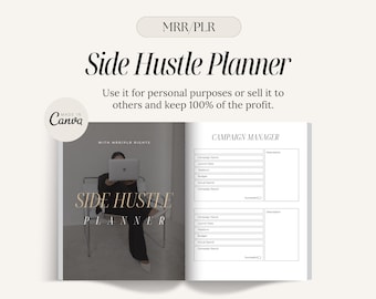 MRR PLR Side Hustle Planner: Canva Template, Resell Rights (Digital Download)