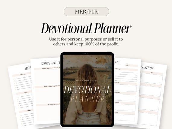 Devotional Planner: Bible Study Journal, MRR PLR Canva Template (Digital Download)