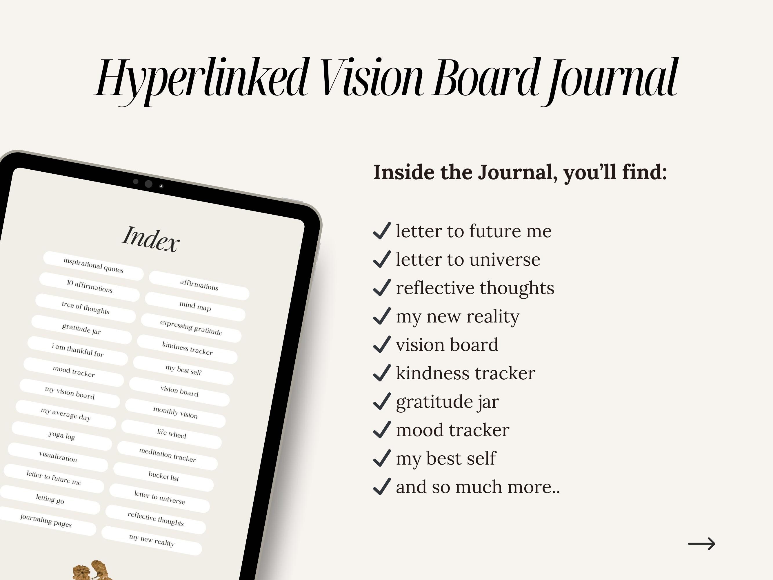 Digital Vision Board Journal Hyperlinked PLR Digital Planner Vision ...