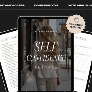Self Confidence Planner, Personal & Commercial Use, MRR Digital Journal, PLR Digital Products, Canva Templates to Sell, Sell As Your Own