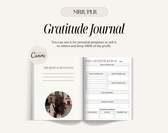 May include: A black and white printable gratitude journal with the text "Daily Gratitude Journal" and "This Journal Belongs To" on the cover. The journal has sections for daily affirmations, thoughts of the day, and getting better everyday.