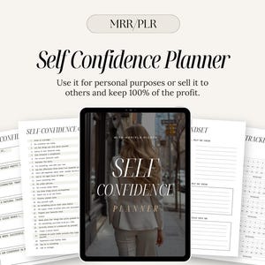 MRR PLR Self Confidence Planner w/ Master Resell Rights, Digital Journal, Sell As Your Own, PLR Digital Products, Digital Marketing, Canva