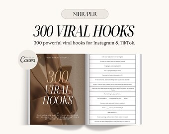 300 Viral Hooks for Instagram & TikTok: MRR PLR (Canva Editable) (Digital Download)