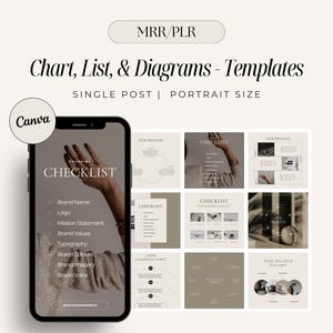 Modelos de gráficos, listas e diagramas, postagens de infográficos estéticos no Instagram, inclui direitos de revenda mestre (MRR) e PLR, personalizáveis no Canva