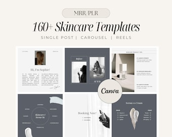 160+ Skincare Canva Templates: Instagram Content (MRR/PLR)