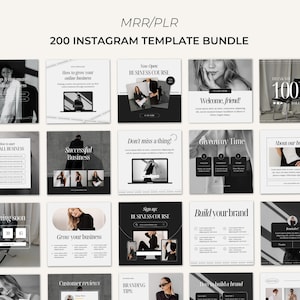 200 Instagram Post & Stories, Social Media Templates With Master Resell Rights, MRR/PLR, Instagram Canva Template Bundle, Bonus Reels