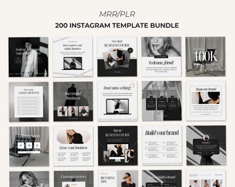 200 Instagram Post & Stories, Social Media Templates With Master Resell Rights, MRR/PLR, Instagram Canva Template Bundle, Bonus Reels