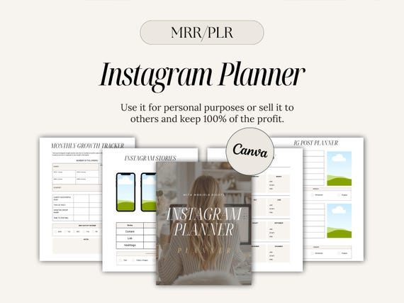 MRR Instagram Planner, Includes Master Resell Rights, Sell As Your Own, PLR Digital Products, MRR Digital Planner, Digital Marketing, Canva