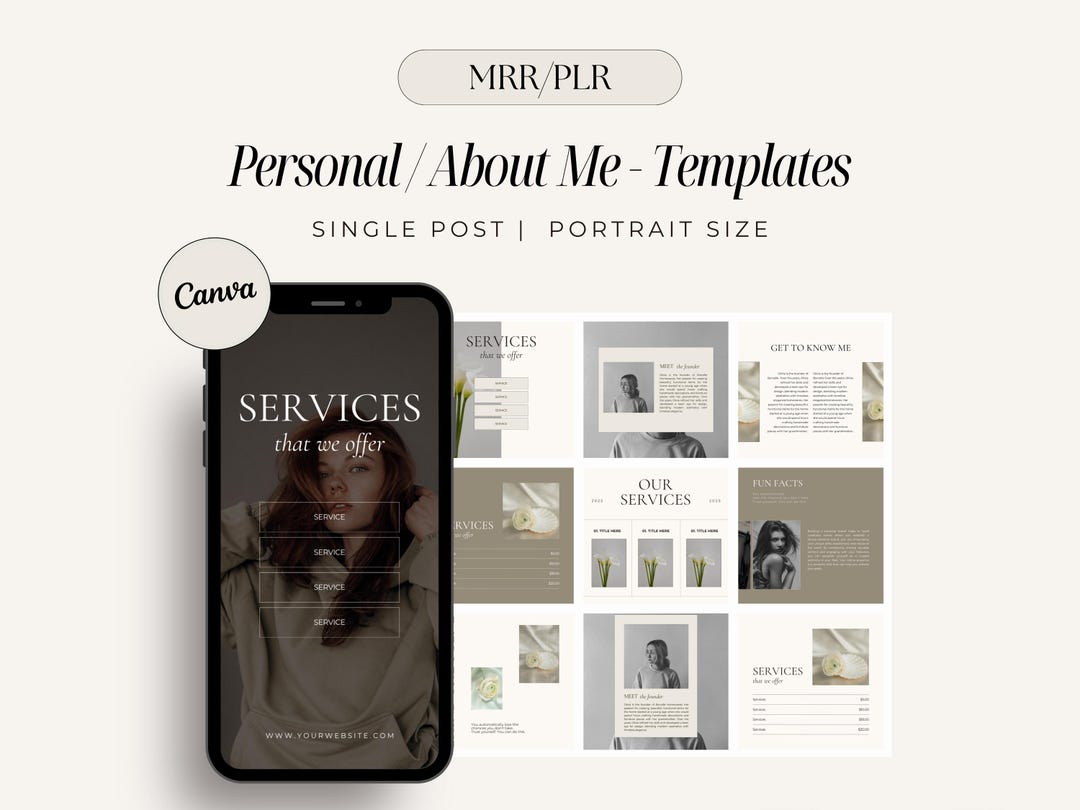 Aesthetic About Me Instagram Templates, W/ MRR PLR Rights, Perfect for ...