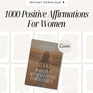 1000 affermazioni positive per le donne, include i diritti di rivendita principale, pace interiore, crescita personale, vendi come tuo, modello MRR PLR Canva