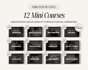 MRR/PLR 12 Mini Courses Bundle: Digital Marketing (Canva Editable)