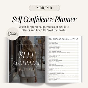 Self Confidence Planner, Personal & Commercial Use, MRR Digital Journal, PLR Digital Products, Canva Templates to Sell, Sell As Your Own