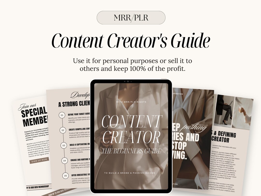 Content Creator's Beginner Guide: Canva Template, MRR PLR (digital ...