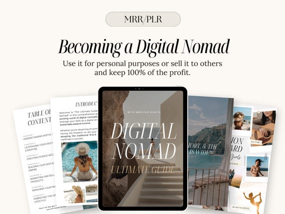 Digital Nomad Guide: MRR/PLR Canva Template + 30 Faceless Reels