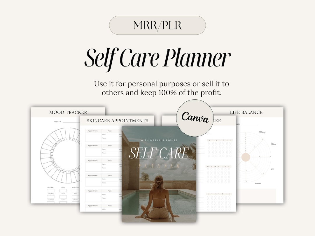 MRR PLR Self Care Planner W/ Master Resell Rights, Digital Journal ...
