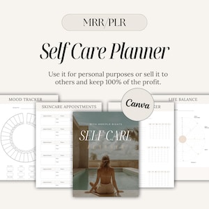 MRR PLR Self Care Planner w/ Master Resell Rights, Digital Journal, Sell As Your Own, PLR Digital Products, Digital Marketing, Canva