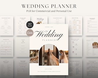 140-Page Wedding Planner | Comprehensive Canva Wedding Day Binder | Digital Download | PLR Included