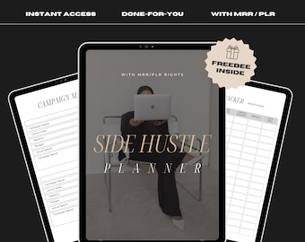 MRR PLR Side Hustle Planner, Master Resell Rights, Side Business Planner, Digital Planner, Sell As Your Own, Canva Template