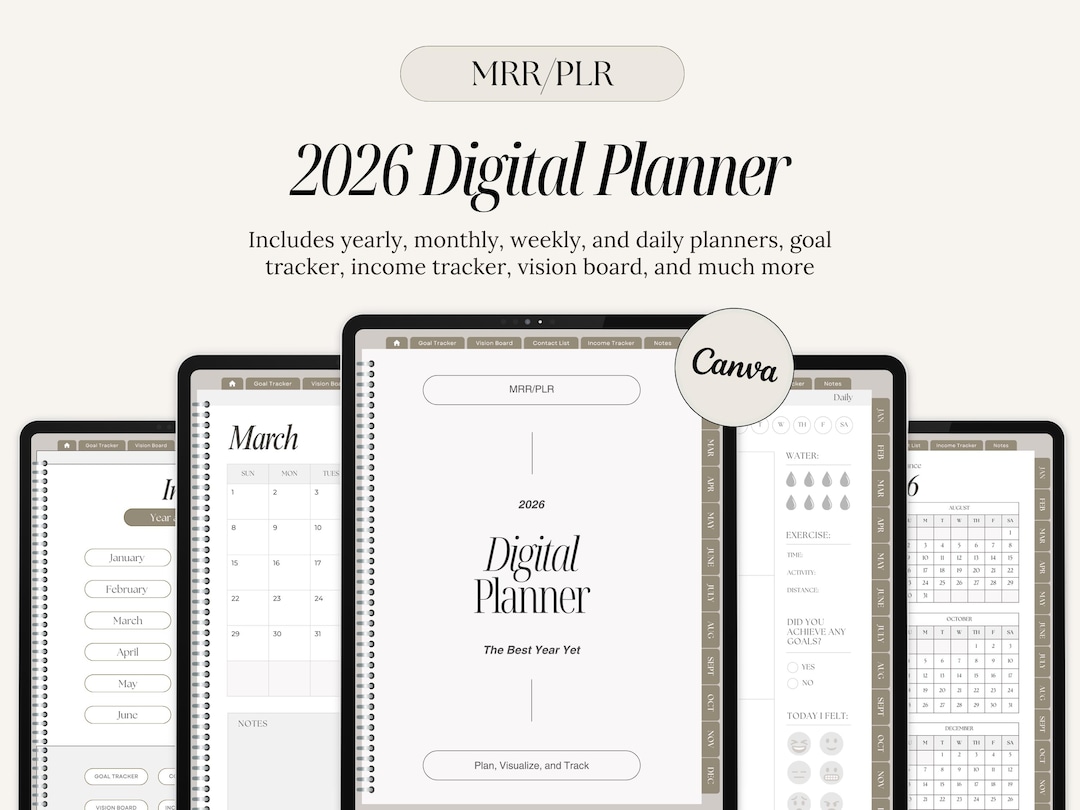 MRR PLR 2026 Planner, Digital Planner Template W/ Master Resell Rights ...