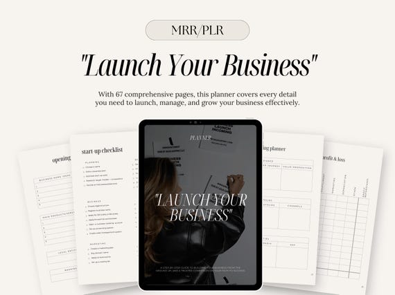 Launch Your Business Planner w/ Master Resell Rights, Small Business Planner, MRR Digital Planner, PLR Digital Products, Digital Marketing