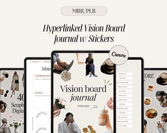 Vision Board Journal: Canva Template with Stickers (MRR/PLR Digital Download)