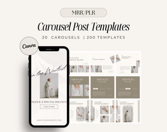 200 Instagram Carousel Post Templates, Social Media Coach Templates, Digital Marketing Templates, Includes MRR/PLR, Canva Template Bundle
