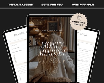 Money Mindset Planner: Financial Goals, MRR PLR (Canva, Digital Download)
