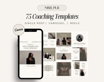 75 Minimalist Coaching Templates: Social Media Reels, Posts (Canva Template Bundle)