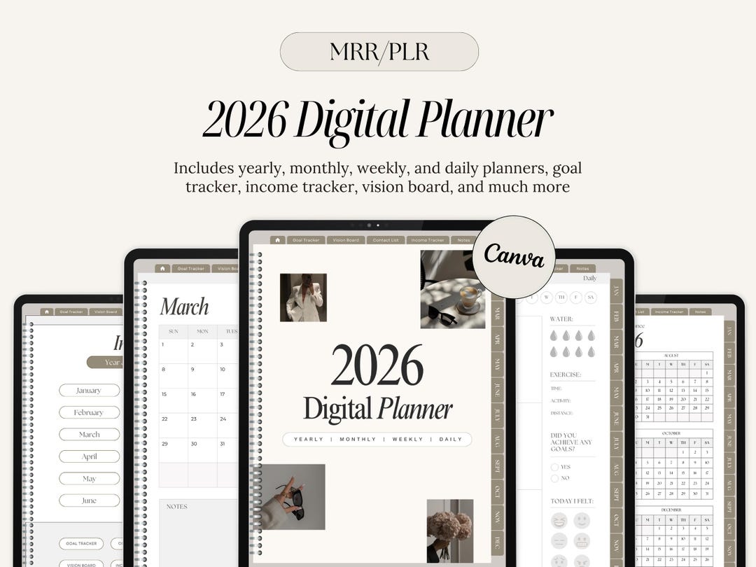 MRR PLR 2026 Planner, Digital Planner Template W/ Master Resell Rights ...