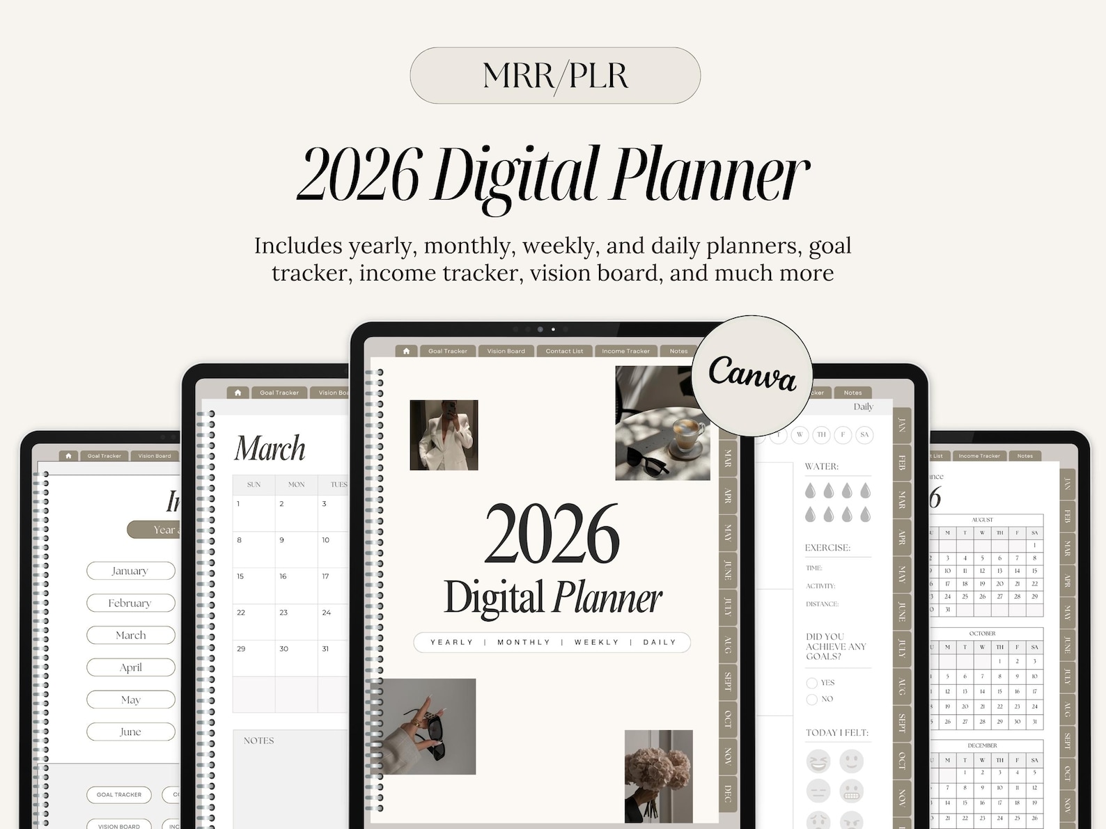 MRR PLR 2026 Planner, Digital Planner Template W/ Master Resell Rights ...
