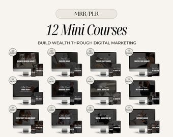 12 Mini Courses with Master Resell Rights | Build Wealth Through Digital Marketing, MRR PLR Course Bundle, Digital Marketing | Canva