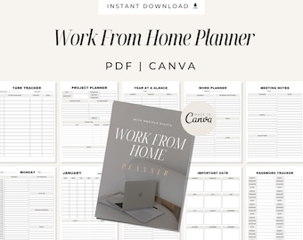 Work From Home Planner: Canva Template, Resell Rights (MRR PLR)
