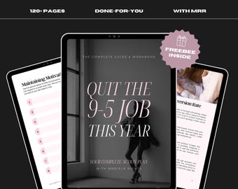 MRR eBook Quit The 9-5 This Year, Master Resell Rights, PLR Digital Product, Guide & Workbook, Sell As Your Own, Digital Marketing, Canva