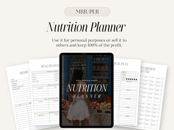 Nutrition Planner: Healthy Living Digital Journal, Canva Template (MRR PLR)