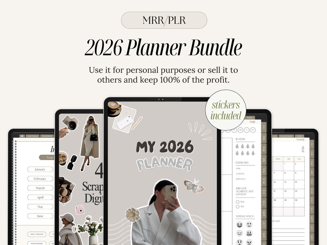 2026 Digital Planner Bundle: MRR/PLR Resell Rights Canva Template (PDF ...
