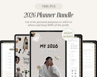 2026 Digital Planner Bundle: MRR/PLR Resell Rights Canva Template (PDF)