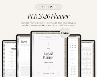 PLR 2026 Planner Weekly Planner Monthly Planner DFY 2026 Planner Hyperlinked Digital Planner 2026 Canva Template Personal & Commercial Use