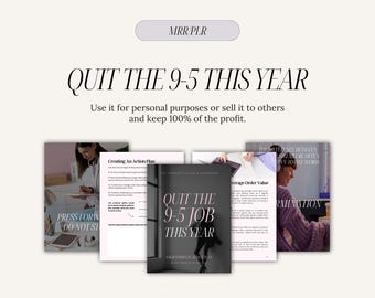 MRR PLR Quit The 9-5 This Year, Guide & Workbook, Master Resell Rights, PLR Digital Product, Sell As Your Own, Digital Marketing, Canva