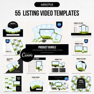 May include: A collection of 55 customizable video templates for Etsy listings, made in Canva. The templates feature a variety of designs, including a product bundle, new features update, and printable information cards. The templates are fully customizable and can be used to create engaging and informative videos for your Etsy shop.