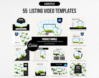 55 Video Templates for Listings, MRR/PLR, Canva Mockup Bundle, Online Course Mockup, Planner Mockup,  eBook Mockup, PLR Digital Products