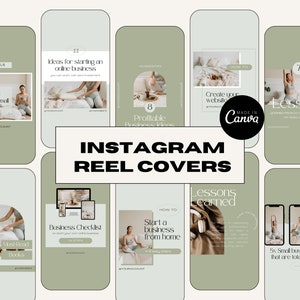 Modelli di copertina verde per bobine di Instagram, modelli di coaching per Instagram, modelli di autori di Instagram, feed Instagram coesivo, moderno, minimale