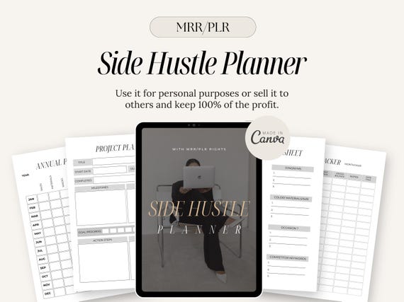 Side Hustle Planner: MRR PLR Digital Business Planner (Canva)