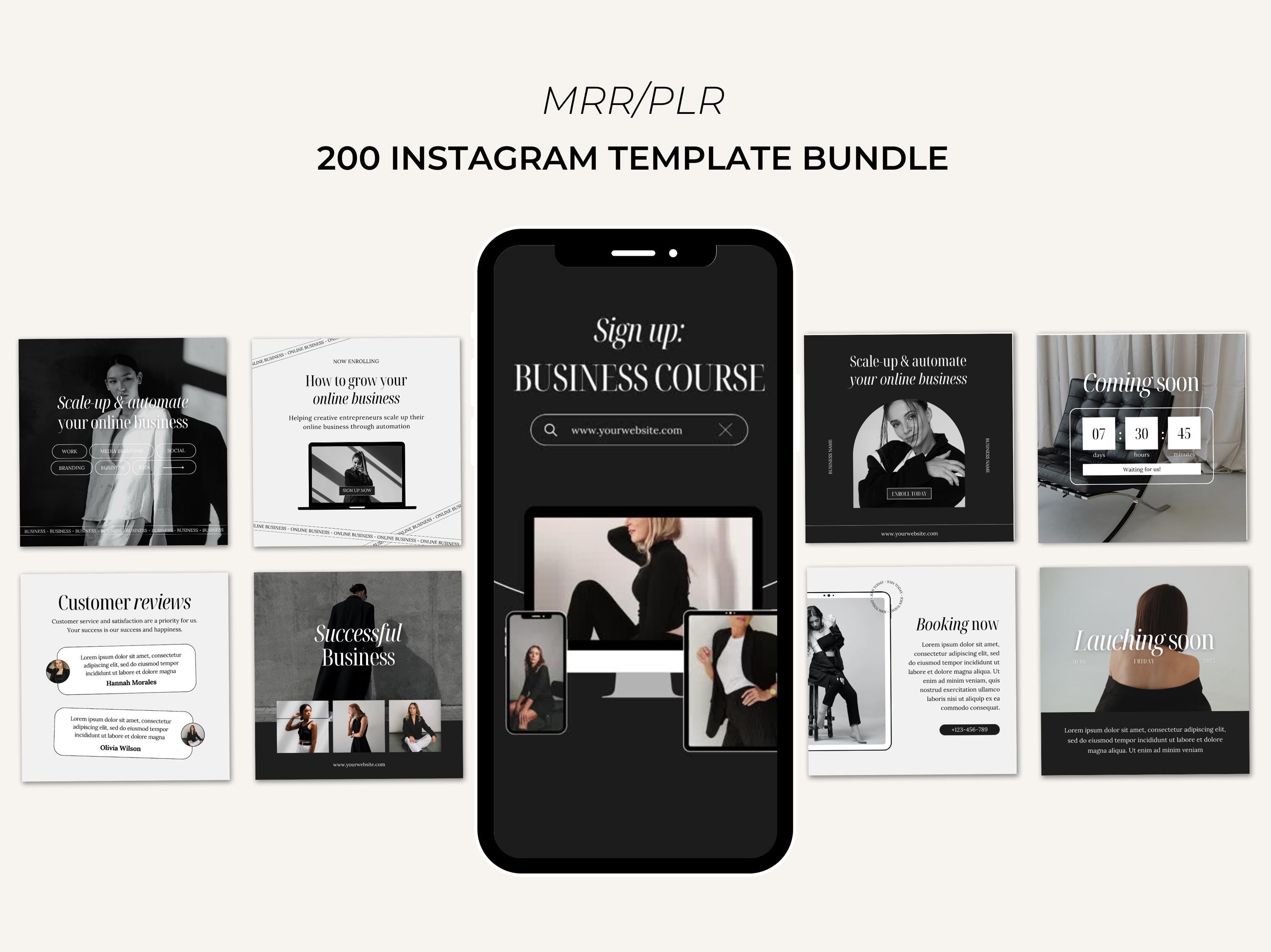 200 Instagram Post & Stories, Social Media Templates With Master Resell Rights, MRR/PLR, Coaching Templates, Digital Marketing Templates